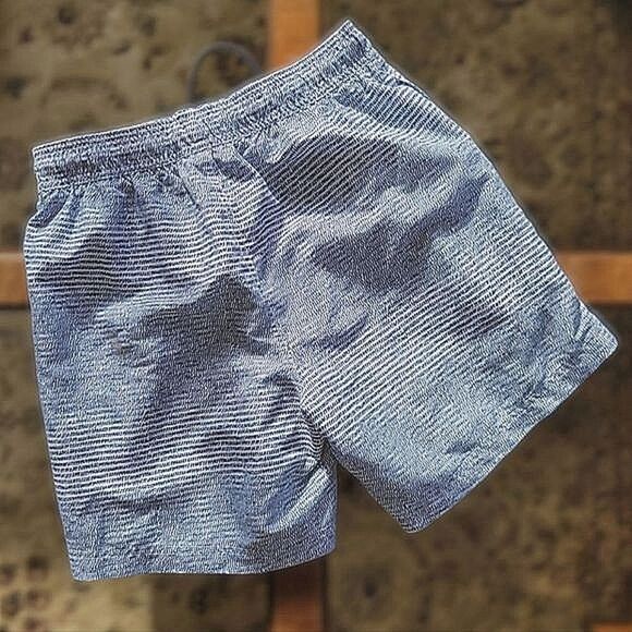 Perry Ellis Printed Swim Shorts abstract blue on white stripe - Picture 5 of 15